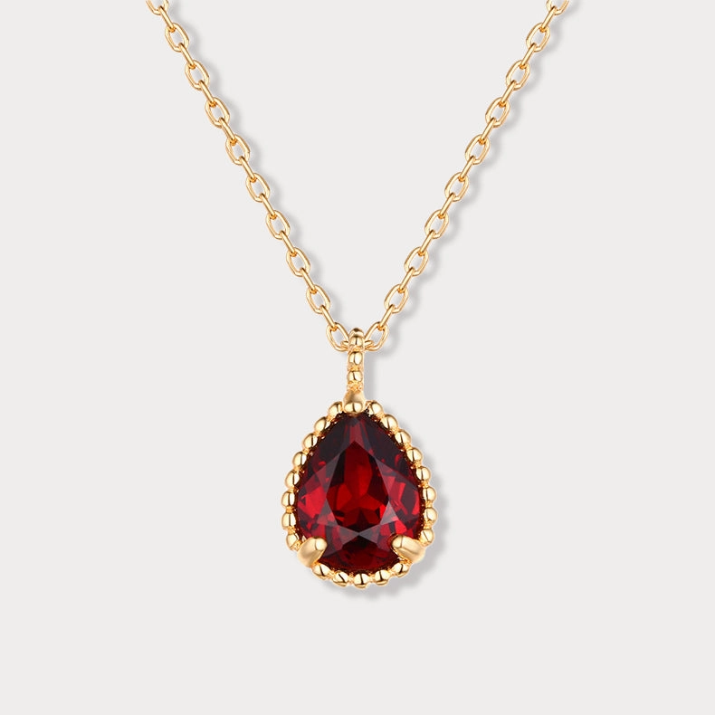 Garnet Morning Dew Necklace Polished Highlights Stylish Outfit
