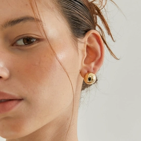 Neat Detail Statement Highlight Gemini French Retro Ball Earrings