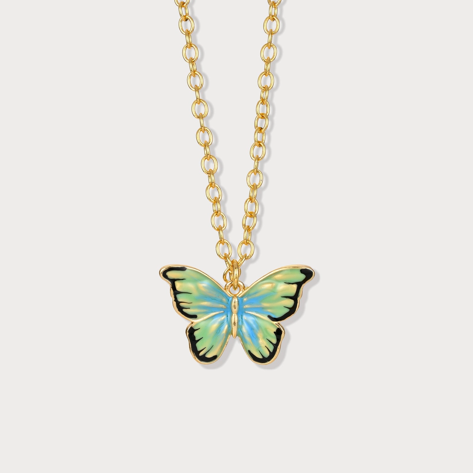 winter accessory Delicate Style Green Butterfly Necklace
