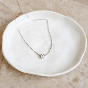 Sparkle Focus Dazzling Feature Gemstone Necklace Silver - Malin