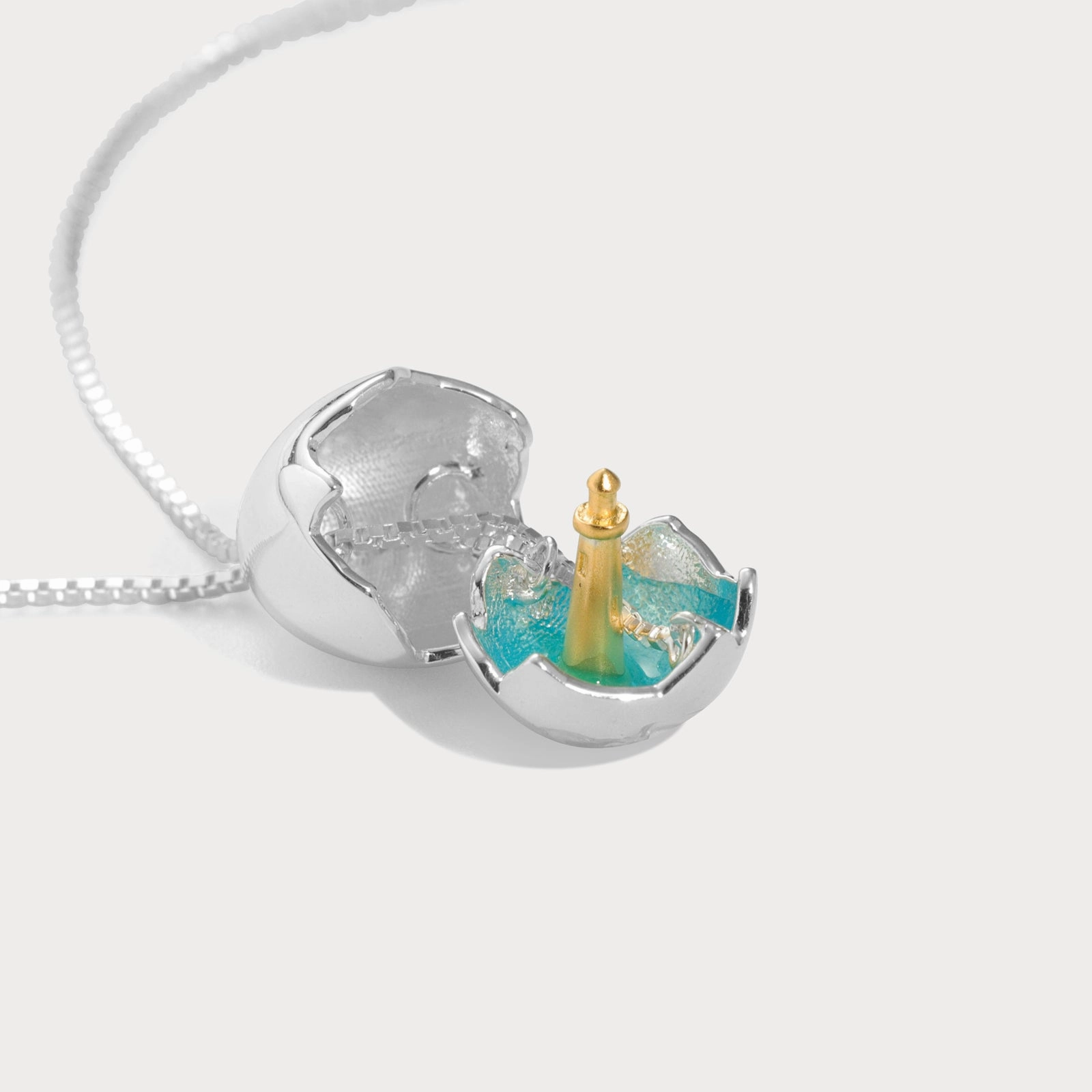 Silver Lighthouse Necklace Finest Feature Sculpted Finish