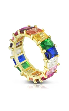 Romantic Symbol Fine Look Rainbow Baguette Eternity Band