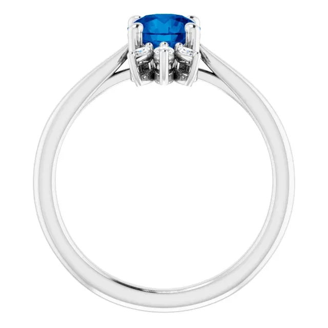 Contemporary Item Design innovation 14K White Blue Sapphire & 1/4 CTW Diamond Ring