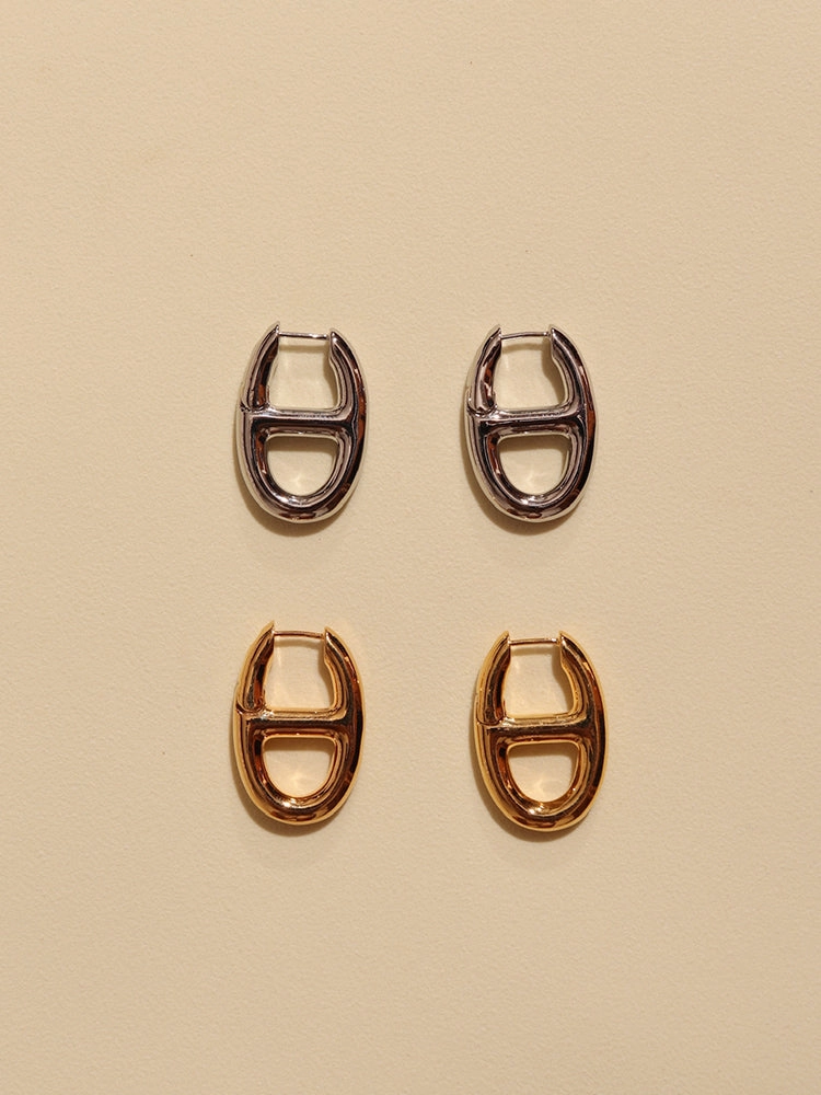 Urban Favorite Geometric Oval Hoop Gold/Silver