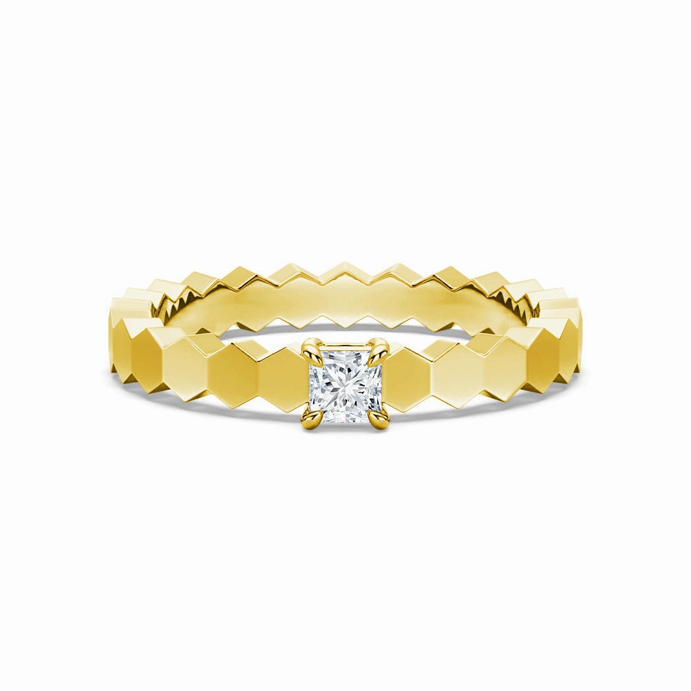 Shimmer Detail Geometric Princess Cut Lab Grown Diamond Promise Ring