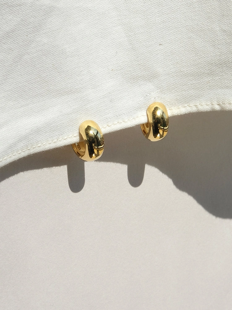 Gia Dainty Round Earring | Gold Chubby Huggies Occasion Style