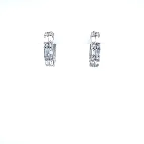 Round Small Hoop Diamond Earrings in 14K White Gold (0.65ctw) Graceful Appeal Delicate Craft