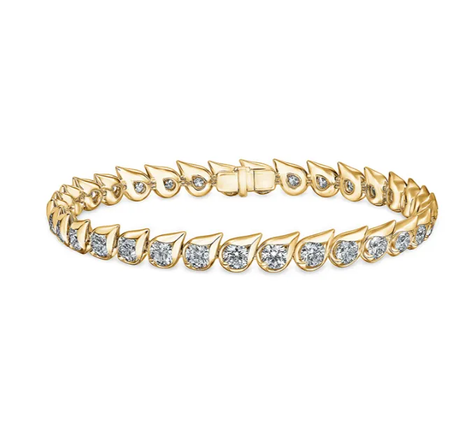 Storybook Style Limited Stock Hearts On Fire LU Droplet Tennis Diamond Bracelet in 18K Yellow Gold (6.68ctw)