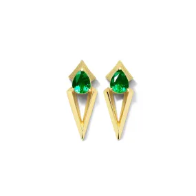 Bremer Jewelry Pear Shaped Emeralds Drop Earrings in 18K Yellow Gold (0.55ctw) Day To Day Fashion Form