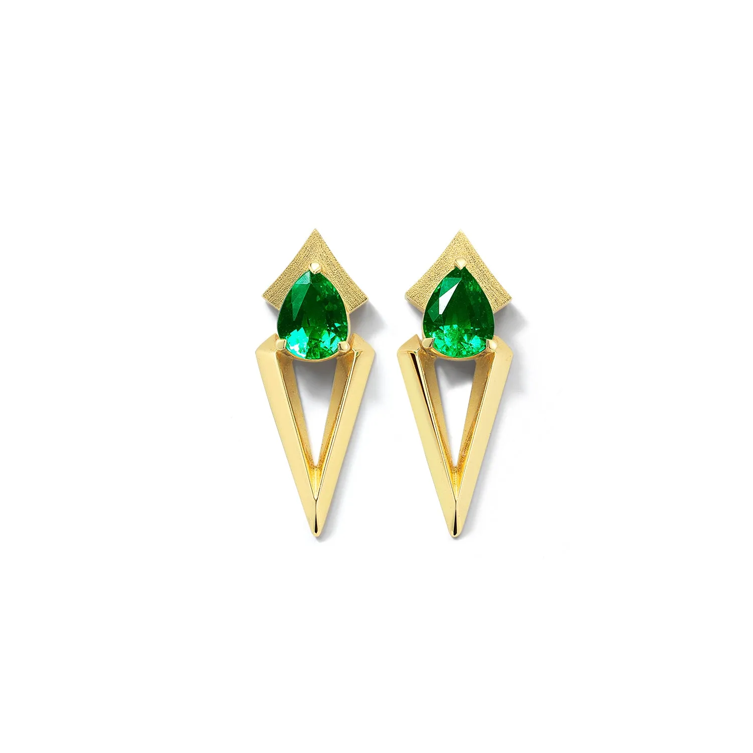 Bremer Jewelry Pear Shaped Emeralds Drop Earrings in 18K Yellow Gold (0.55ctw) Day To Day Fashion Form