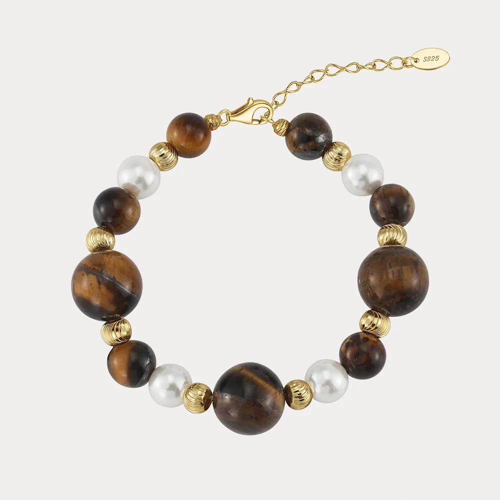Tiger Eye Pearl Bracelet High gloss