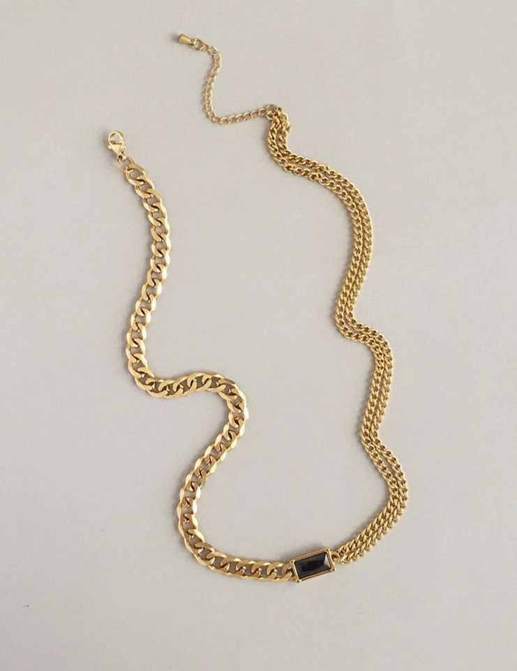 Subdued Sparkle Bella Black Onyx Cuban Necklace