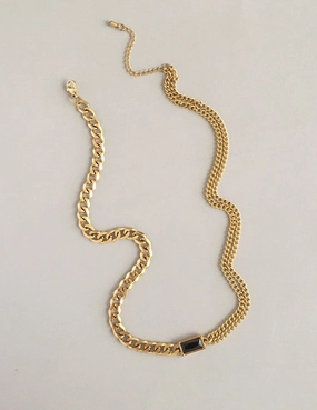 Subdued Sparkle Bella Black Onyx Cuban Necklace