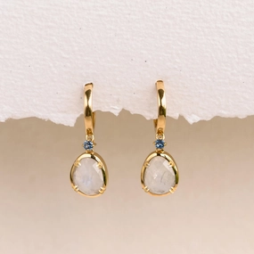 Rainbow Moonstone Earrings - Victoria (Blue Gem) Elegant Pick