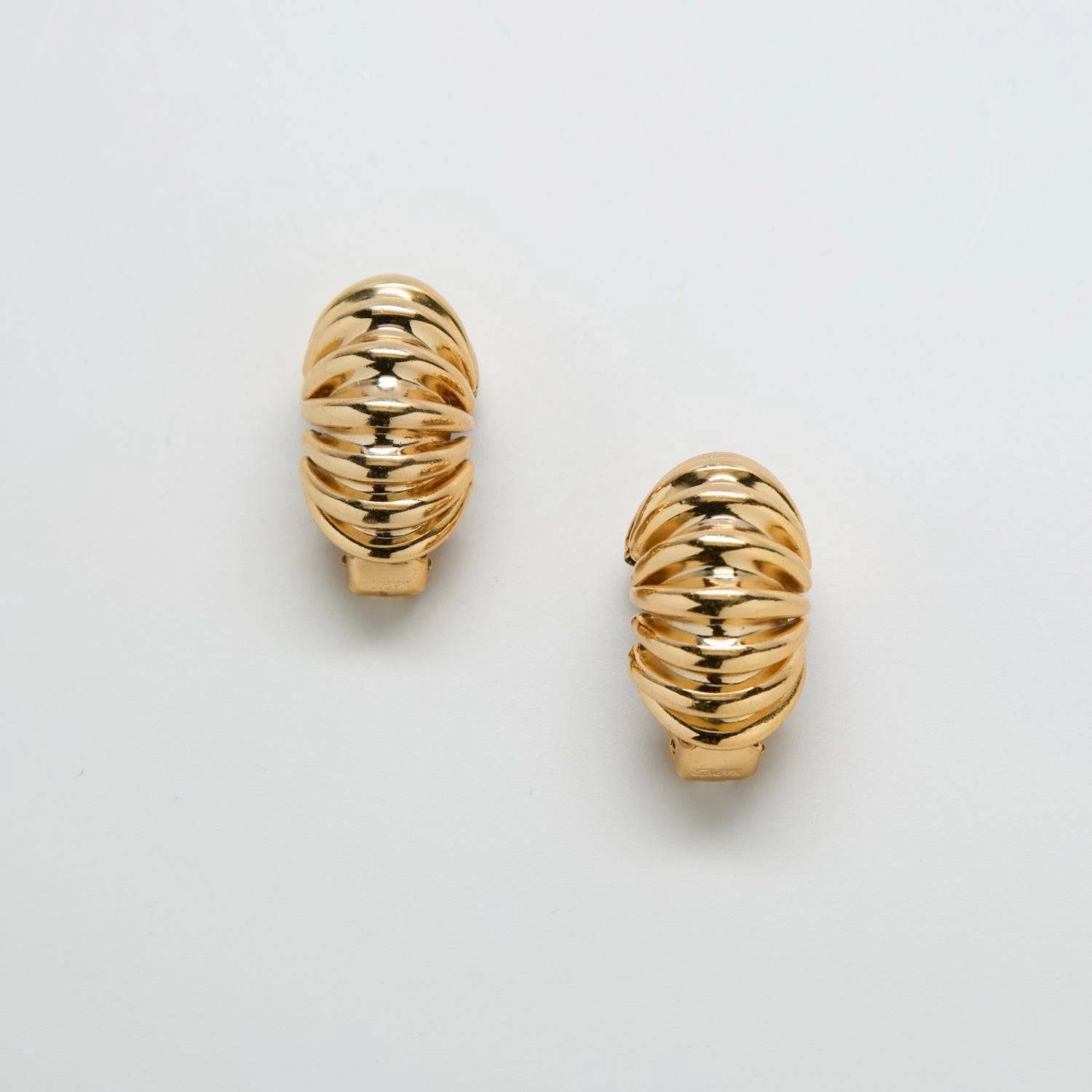 Vintage Gold Napier Etched Half Moon Earrings Fashion Gift Statement Shine