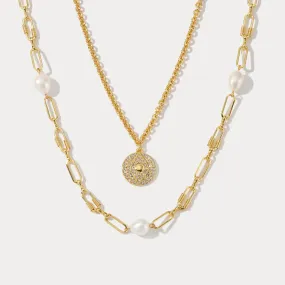 Stylish Form Evil Eye Pearl Layered Necklace