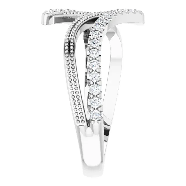 14K White 1/4 CTW Diamond Bypass Ring Luxury Creation