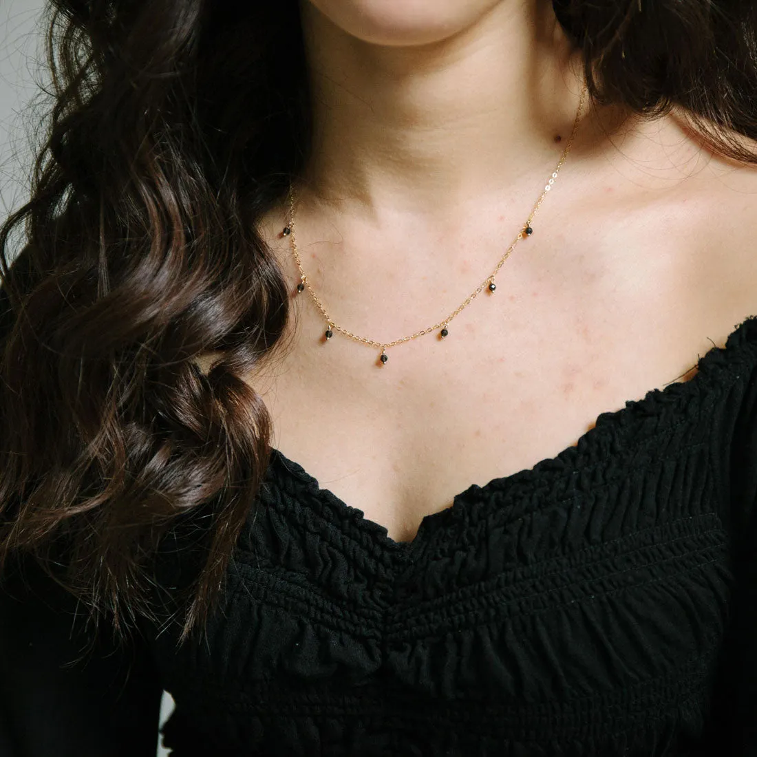 Business Accessory Simple Present Obsidian Stardust Necklace