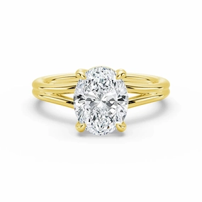 Classic Oval Solitaire Engagement Ring with Split Shank Formal Style