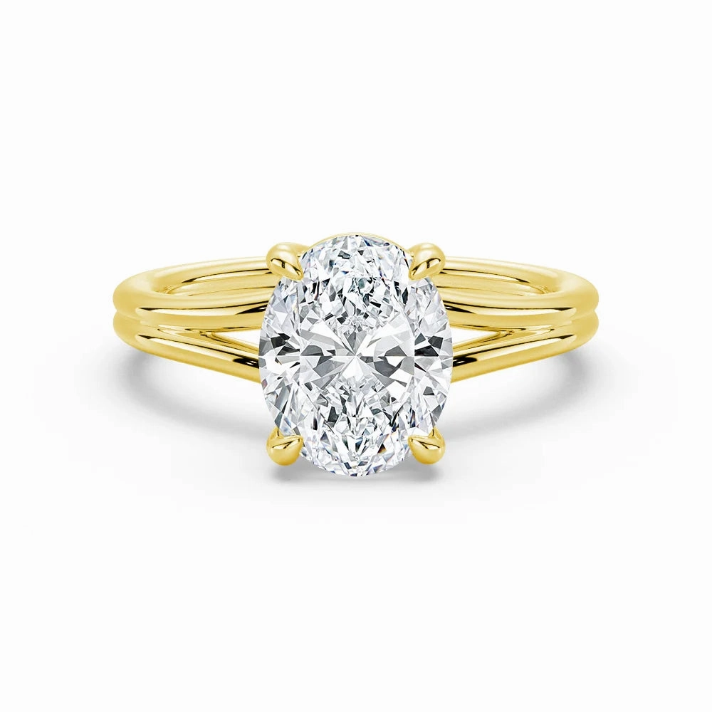 Classic Oval Solitaire Engagement Ring with Split Shank Silhouette Focus Refined Craft