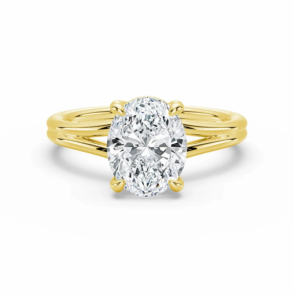 Classic Oval Solitaire Engagement Ring with Split Shank Autumn Glow Minimalist Charm