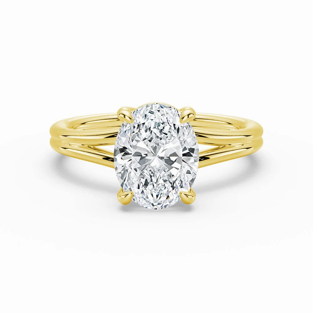 Classic Oval Solitaire Engagement Ring with Split Shank Formal Style