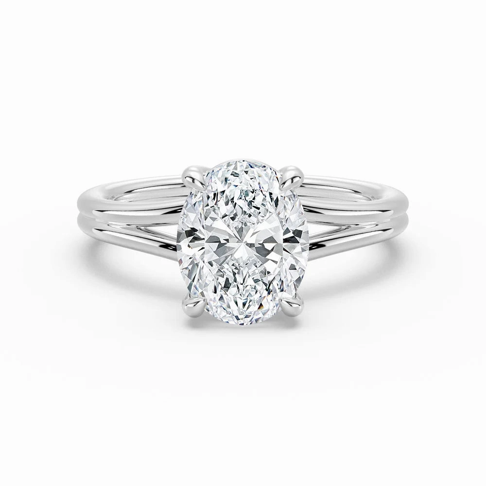 Classic Oval Solitaire Engagement Ring with Split Shank Clean Spark