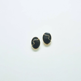 Vintage Black and Gold Minimalist Earrings Soft Glow Glamour Shine