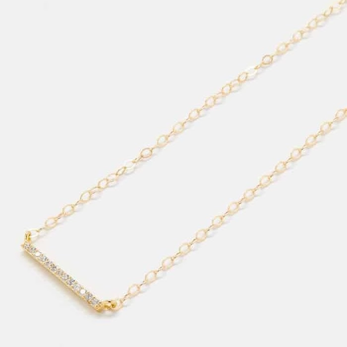 Gold Pave Bar Necklace Classic Mood