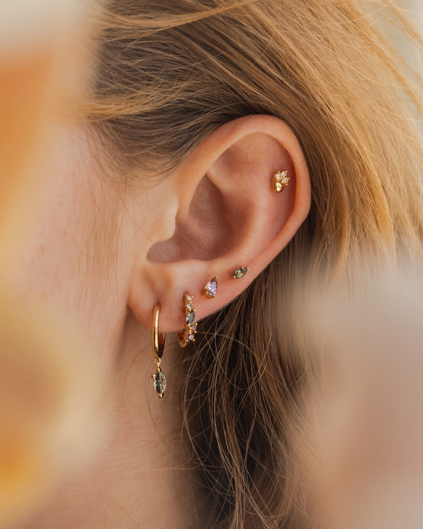 Forest Emerald Leaflet Studs Romantic Date Effortless Match