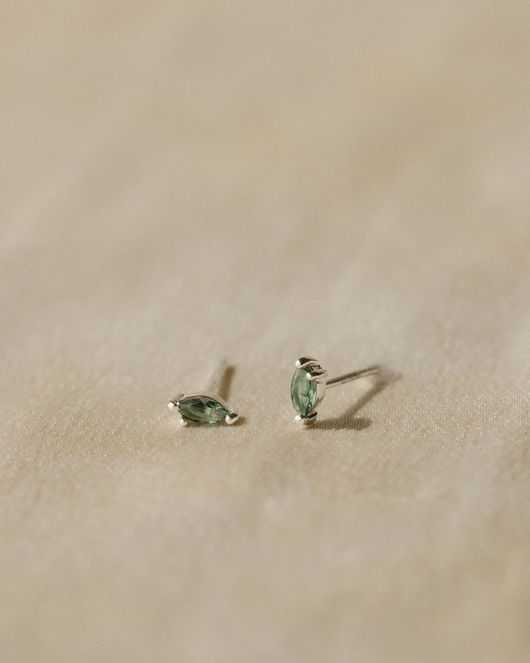 Forest Emerald Leaflet Studs Subtle Grace