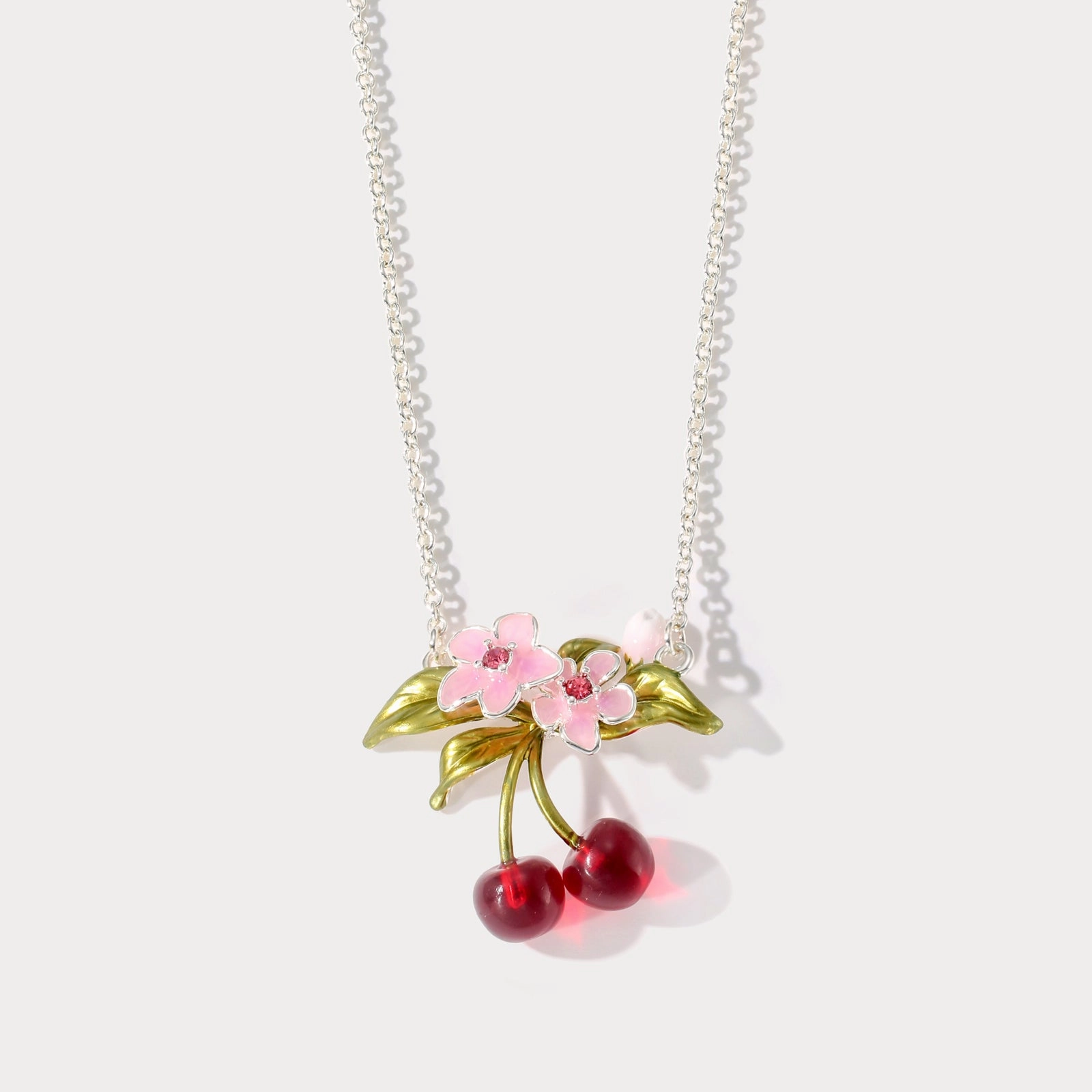 Daily Look Sliver Flower Cherry Necklace
