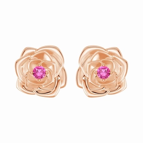 "Radiant Hope" Rose Stud Earrings with Pink Sapphire Expressive Touch