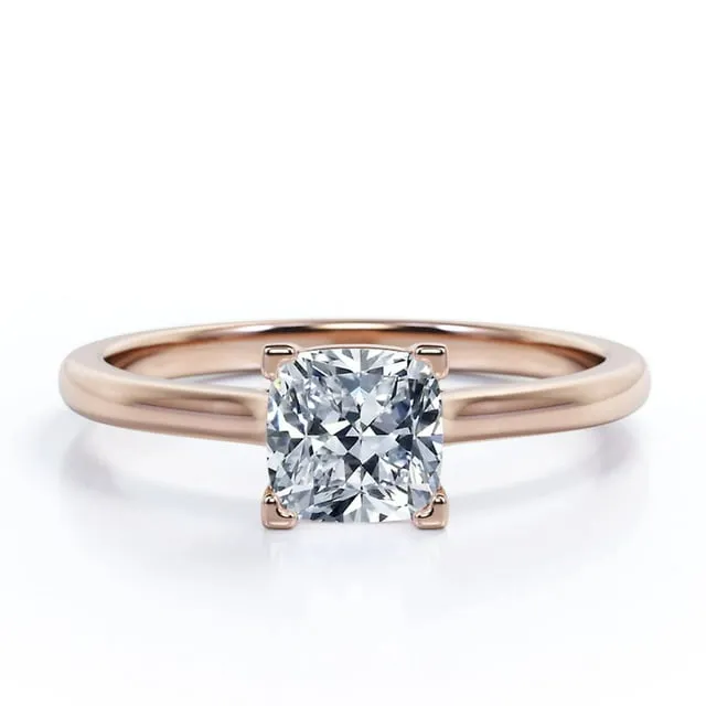 Timeless Features Solitaire 1 Carat Cushion Cut Moissanite Engagement Ring