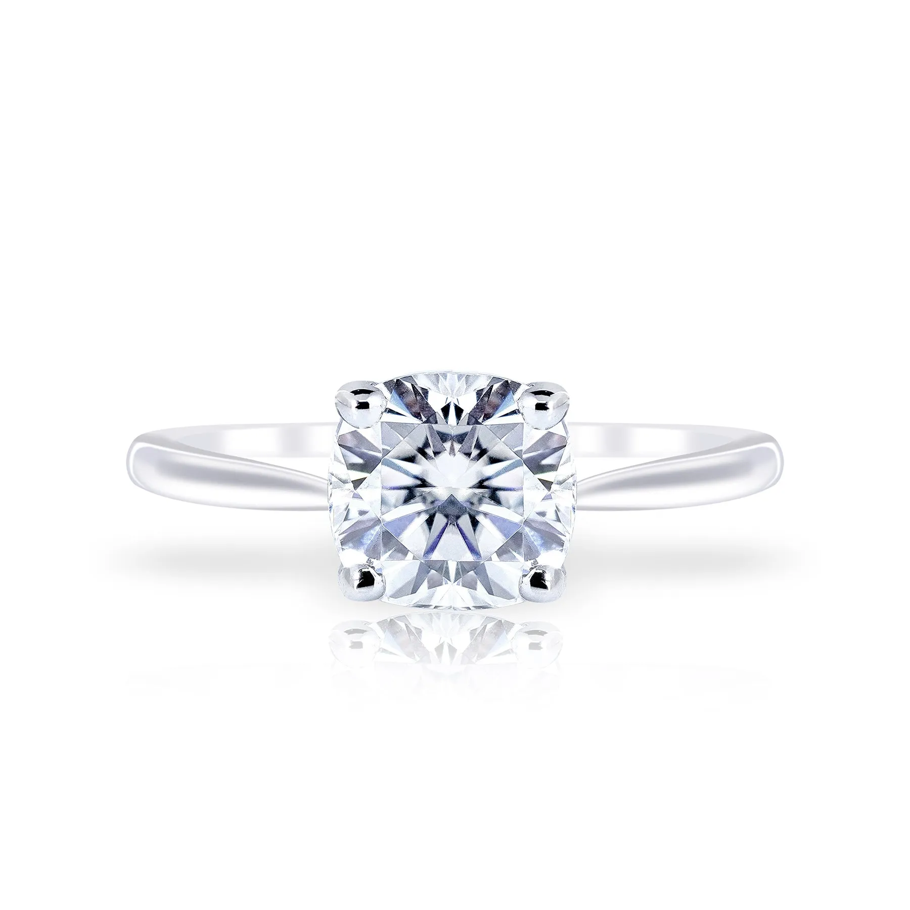 Modern Line Charming Craft Solitaire 1 Carat Cushion Cut Moissanite Engagement Ring