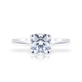 Modern Line Charming Craft Solitaire 1 Carat Cushion Cut Moissanite Engagement Ring
