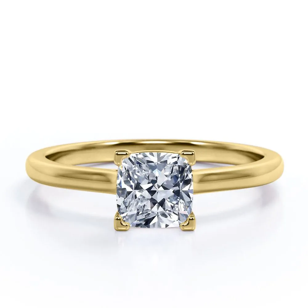 Solitaire 1 Carat Cushion Cut Moissanite Engagement Ring Trendy Detail