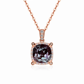 Exquisite Style Creative Light 3 CT. Cushion Cut Alexandrite Moissanite Pave Pendant