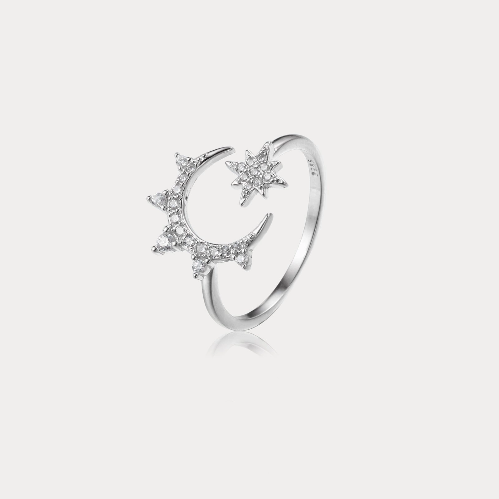 Shine Effect Gentle Look Eight-pointed Star & Moon Ring