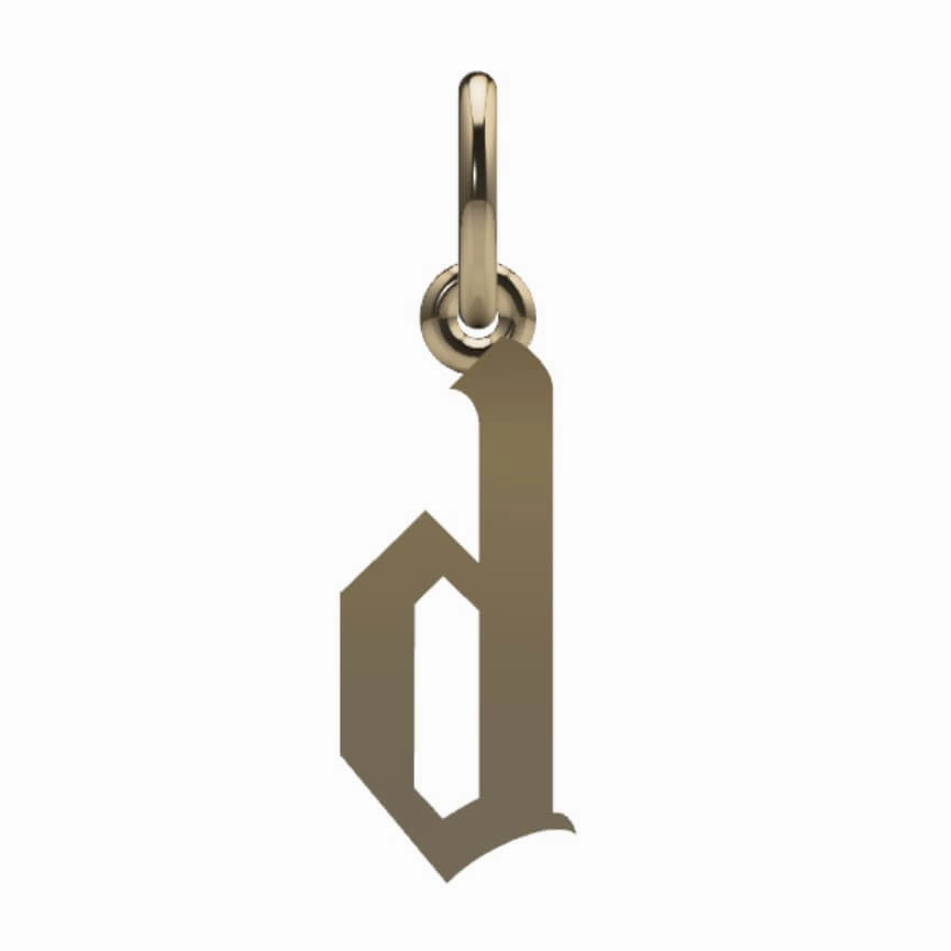 Gothic Initial Pendant Camera Focus Layered Touch