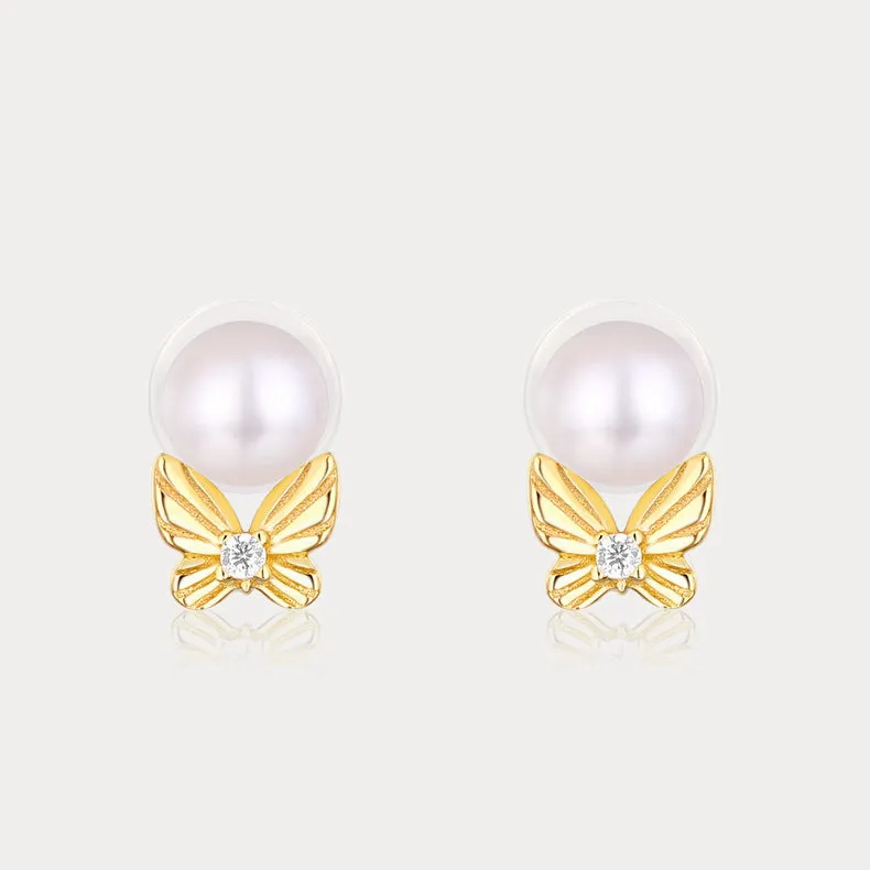 Dream Catching Butterfly Pearl Earrings Chic Flash Premium Feel