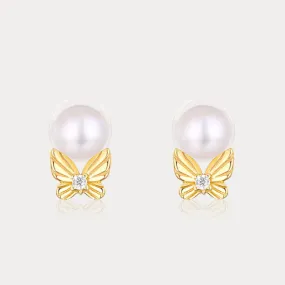 Dream Catching Butterfly Pearl Earrings Chic Flash Premium Feel