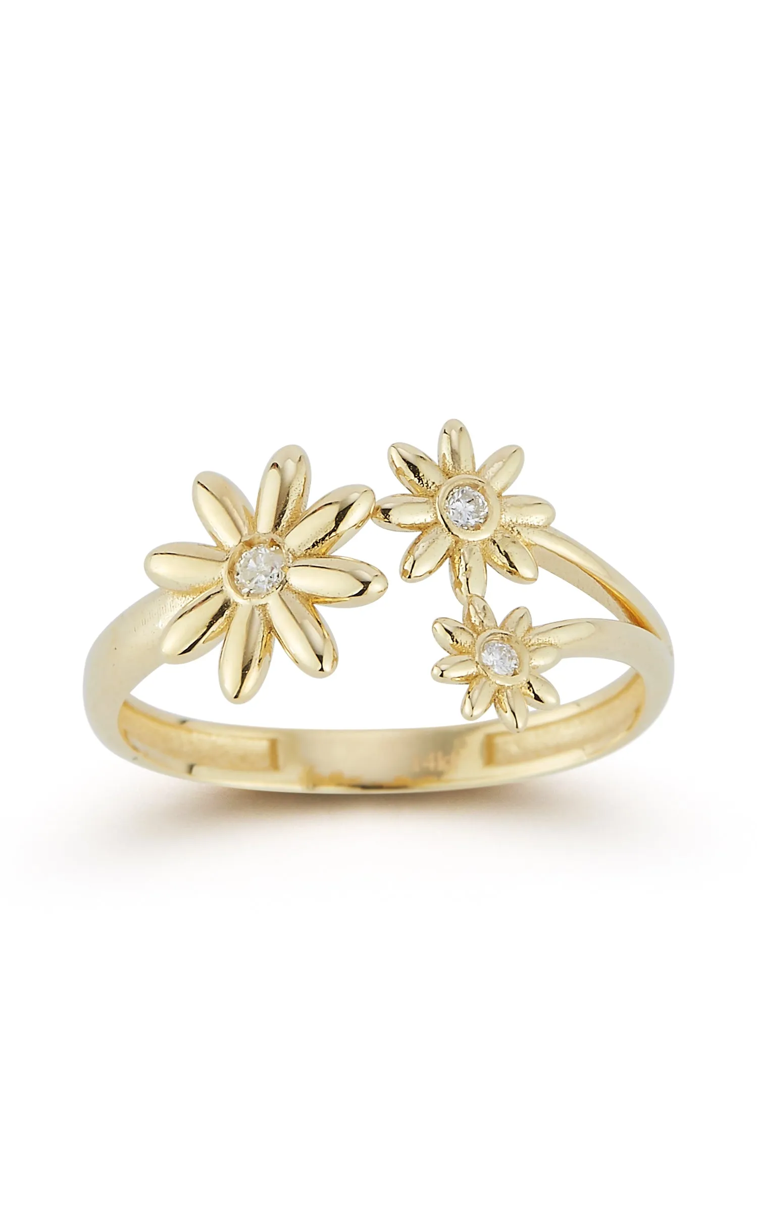 Shiny Glam Triple Flower Ring