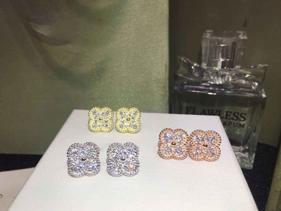 Rosalee Paved Clover Earrings 15mm Motif CZs All Style Luxury Choice