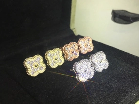 Bold Jewelry Shine Rosalee Paved Clover Earrings 15mm Motif CZs