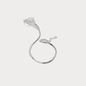 Formal Highlight Glamorous Detail Silver Calla Lily Ring