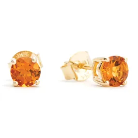 Bright Mood Fashion Collection Bremer Jewelry Round Shape Citrine Solitaire/Stud Earrings in 14K Yellow Gold (0.90ctw)