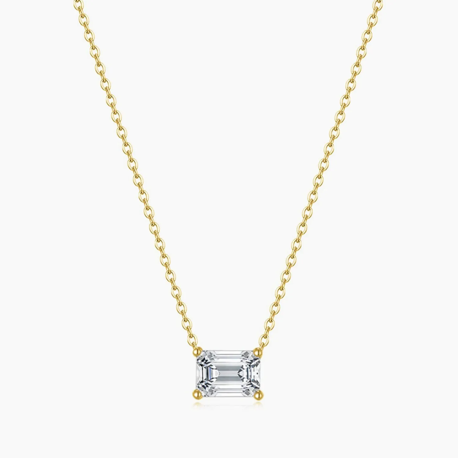 Dainty Emerald Cut CZ Necklace Weekend Present Versatile Jewelry