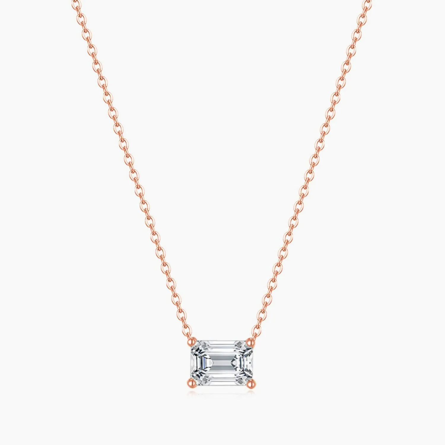 Casual Touch Distinctive Design Dainty Emerald Cut CZ Necklace