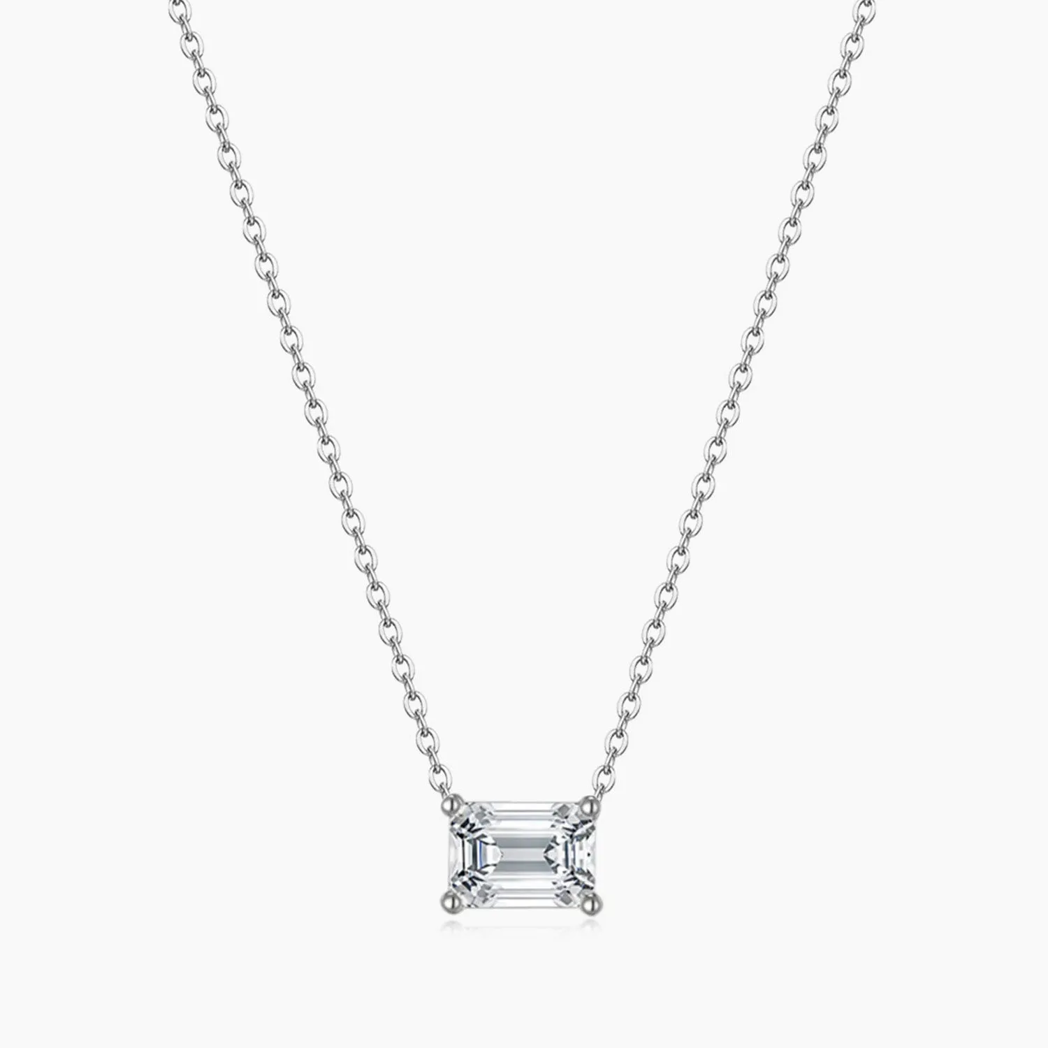 Wonderful Ornament Business Present Dainty Emerald Cut CZ Necklace